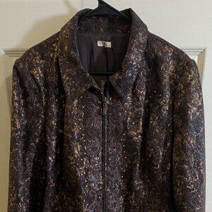 Reba Womes Size XL (no size tag) Embellished Zip Front Western Jacket Brown/gold